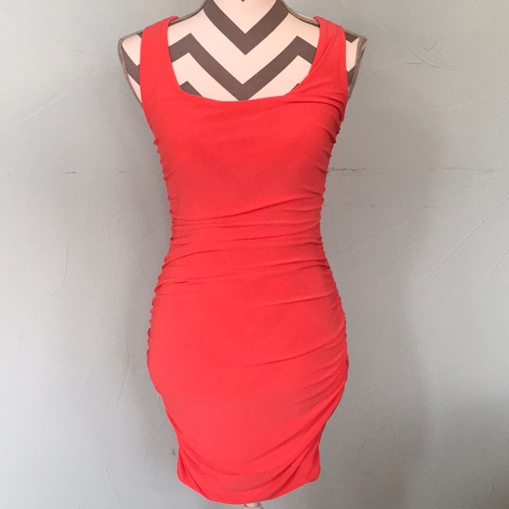 Lipstick Coral Bodycon Dress SZ Small
